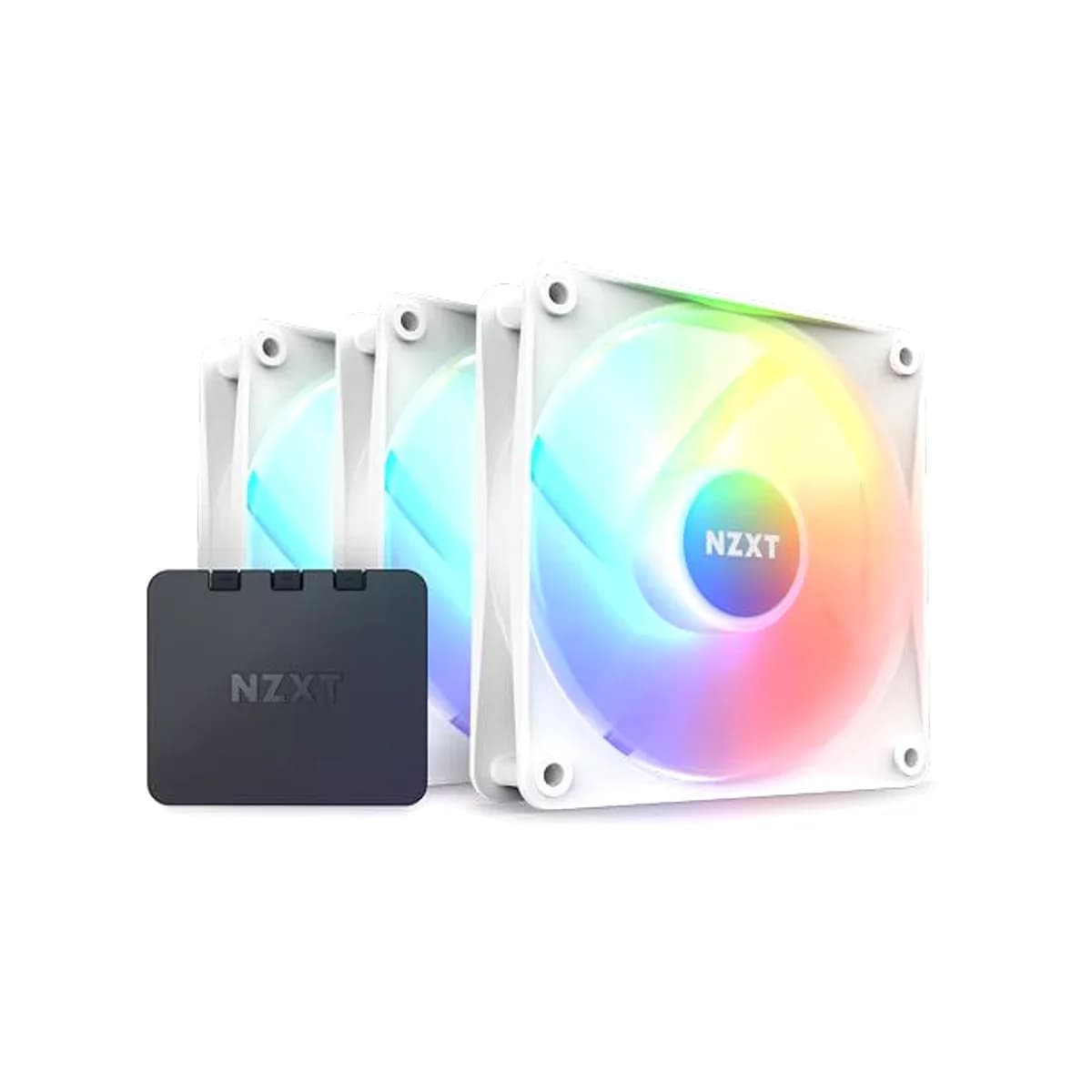 NZXT F120 RGB Core Triple Pack 3 x 120mm Hub-Mounted RGB Fans & Controller (White)